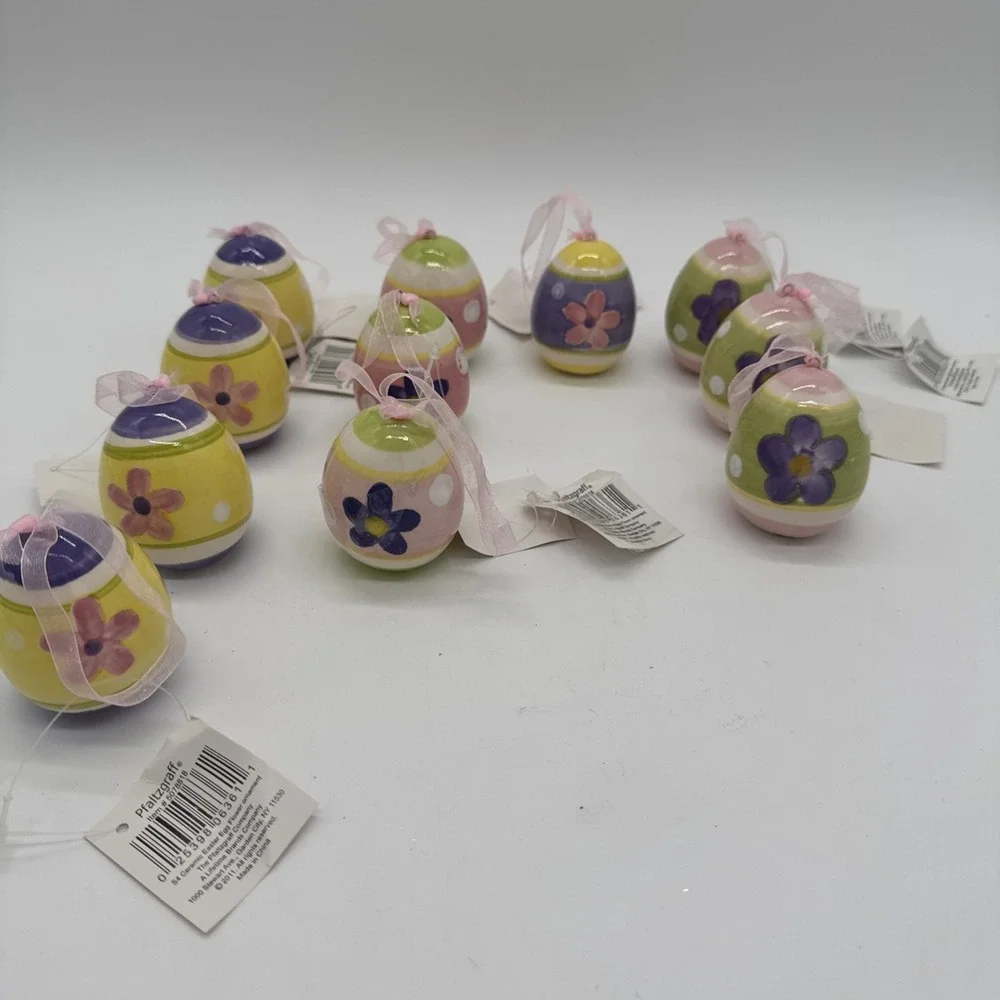 NEW Rare set of 11 2011‎ Pfaltzgraff Easter Egg Ornaments Ceramic